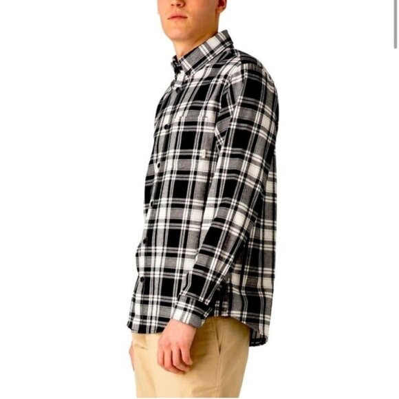 TILLEY Men's XXL Plaid Flannel Button Down Shirt Long Sleeve Black White - Picture 8 of 8